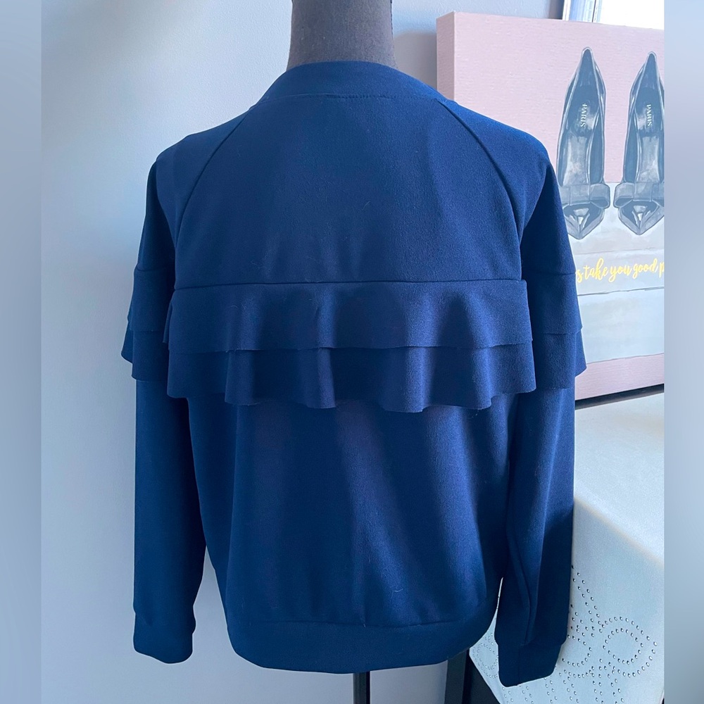 Navy Blue Ruffle Jacket - Picture 6 of 8